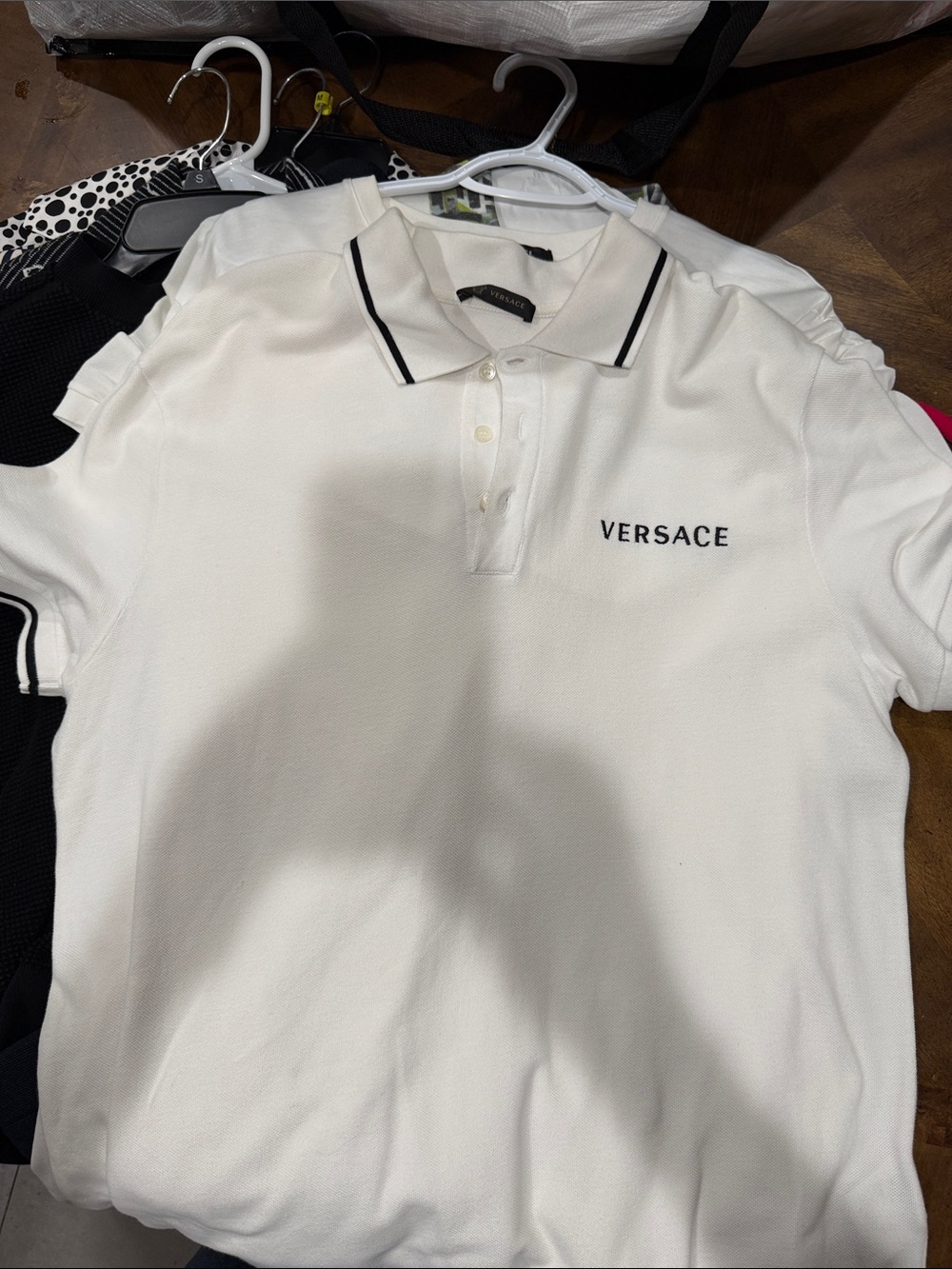 Versace Men’s White Polo Shirt with Black Trim authentic